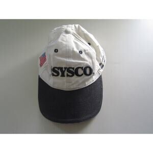 Sysco Logo Hat White Blue Adjustable Embroidered USA Flag 100% Cotton‎ Cap